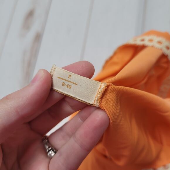 Vintage 2 piece Formfit Rogers orange lace long empire nightgown robe jacket - Picture 7 of 11